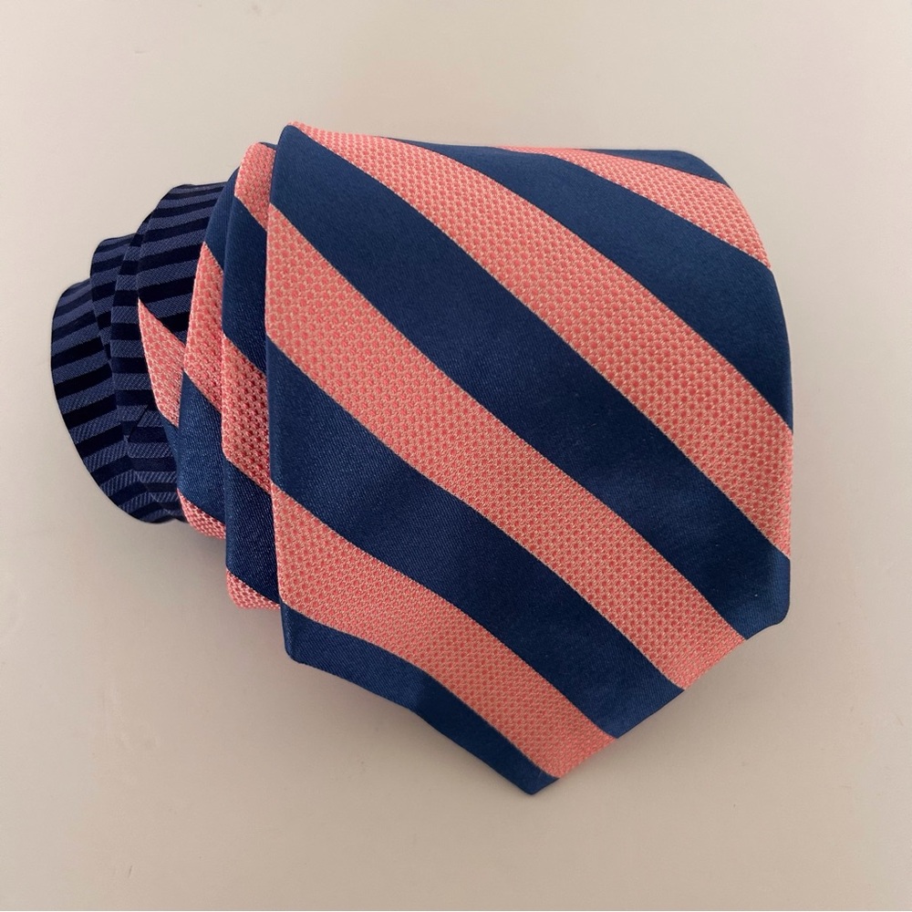 TOMMY HILFIGER PINK BLUE STRIPED SILK TIE